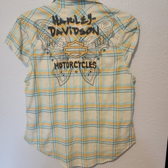 Harley Davidson Embroidered Butterfly Button down Shirt - Picture 2 of 7